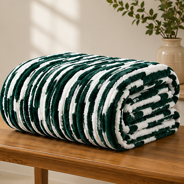 luxury plush bed blanket forest green