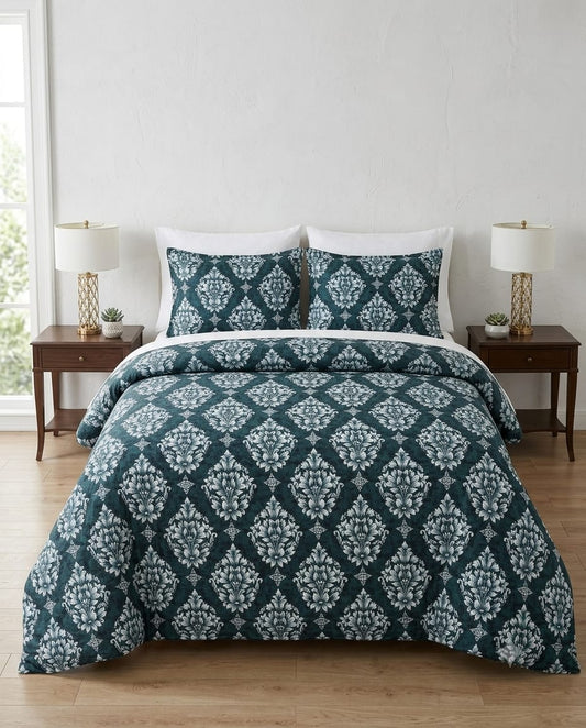 Emerald Damask Crystal Cotton Lifetime Bedsheet