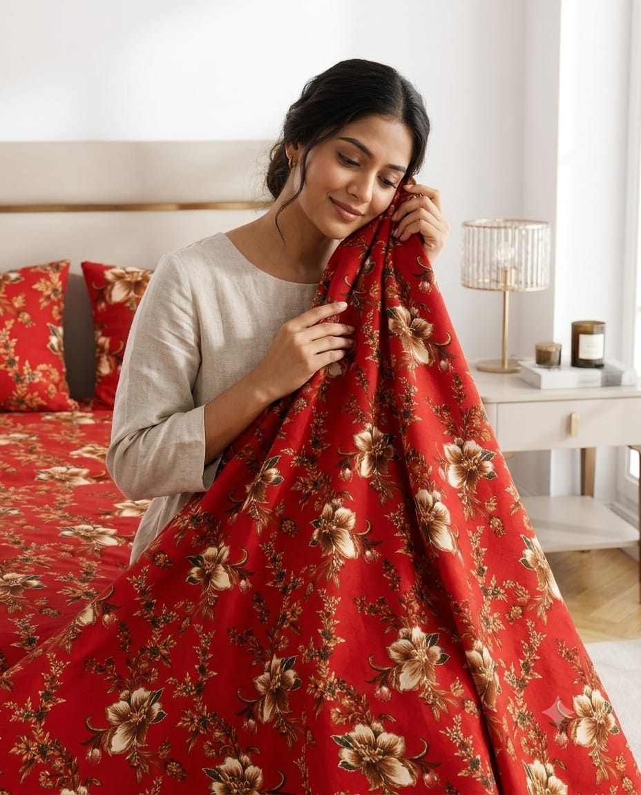 Crimson Royalty Crystal Cotton Lifetime Bedsheet