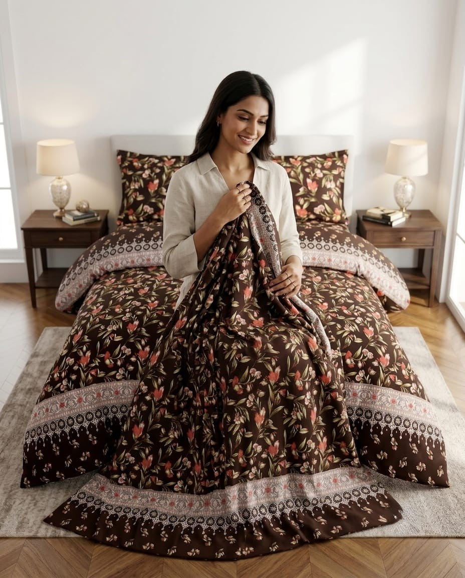 Mahogany Bloom Crystal Cotton Lifetime Bedsheet