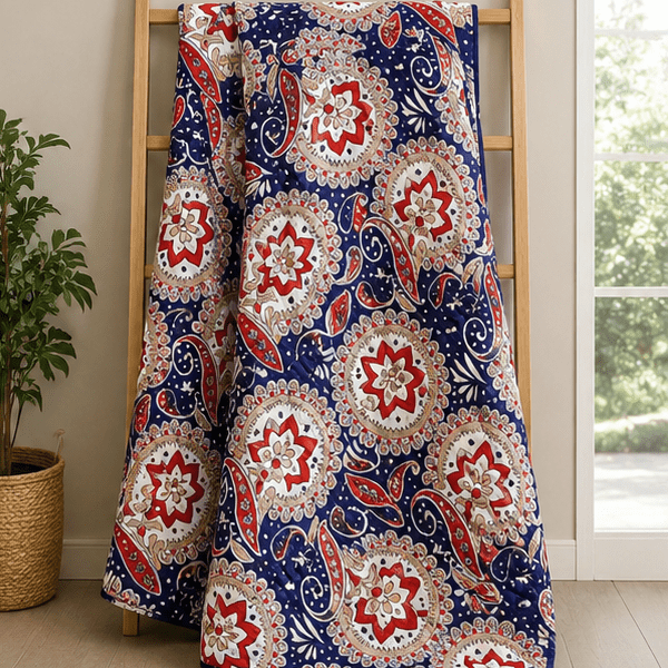 Printed Quilted Bedspread Set Blue - Zarle