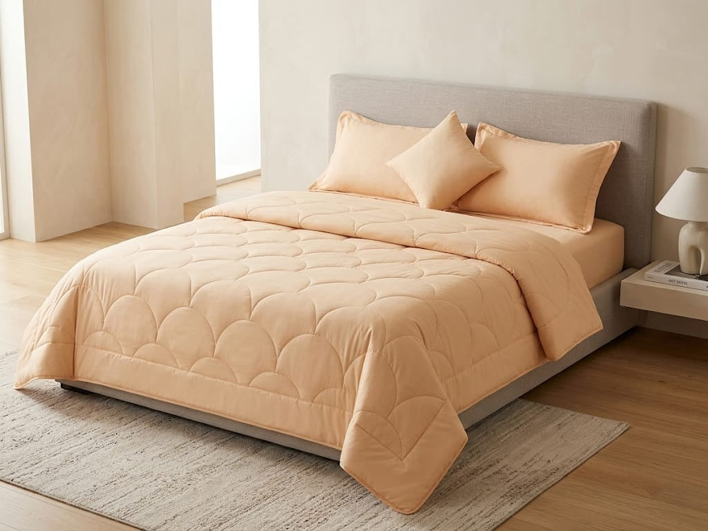 luxury peach bedspread set
