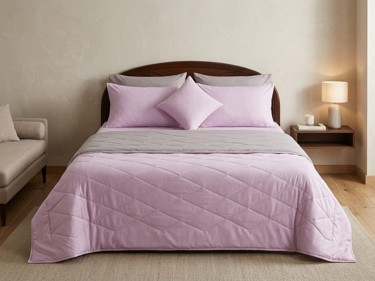 reversible bed in a bag – baby pink & smoke grey