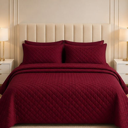 elegant maroon bedspread set