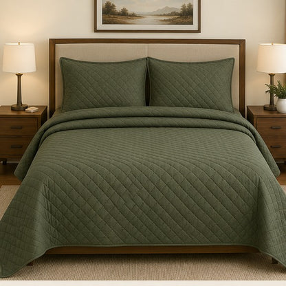 elegant olive green bedspread set