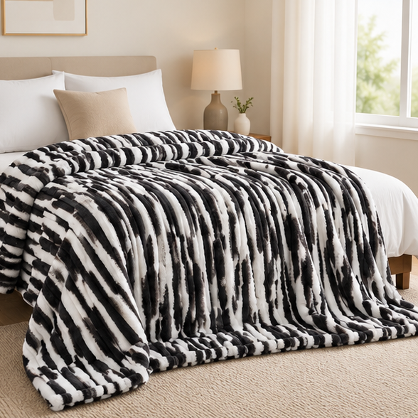 luxury plush bed blanket black
