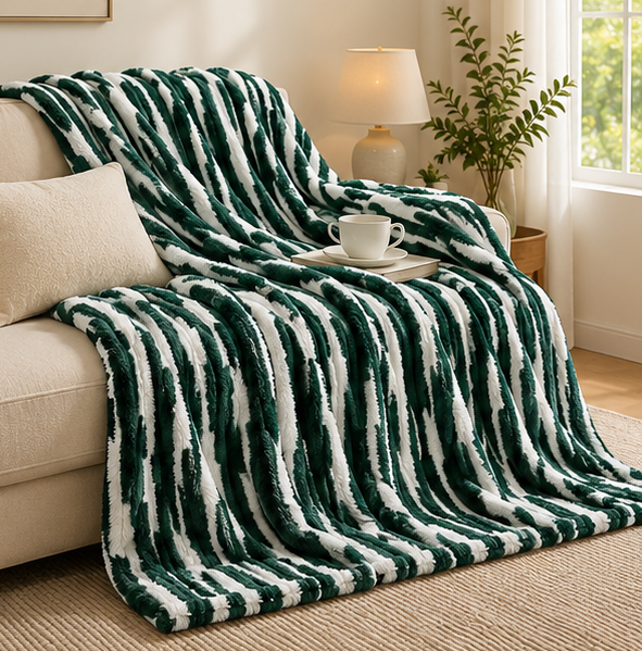 luxury plush bed blanket forest green