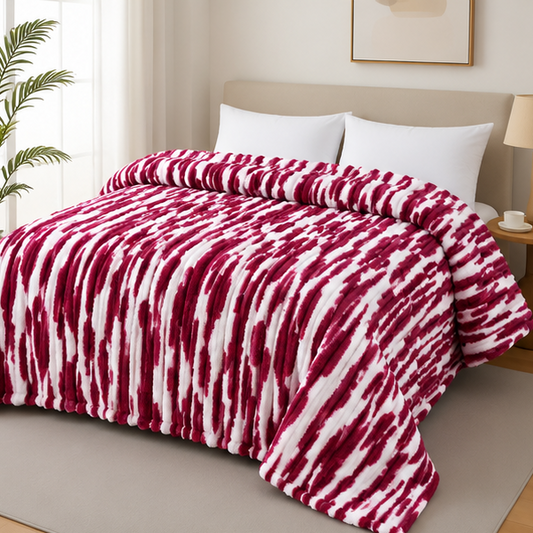 luxury plush bed blanket dark pink