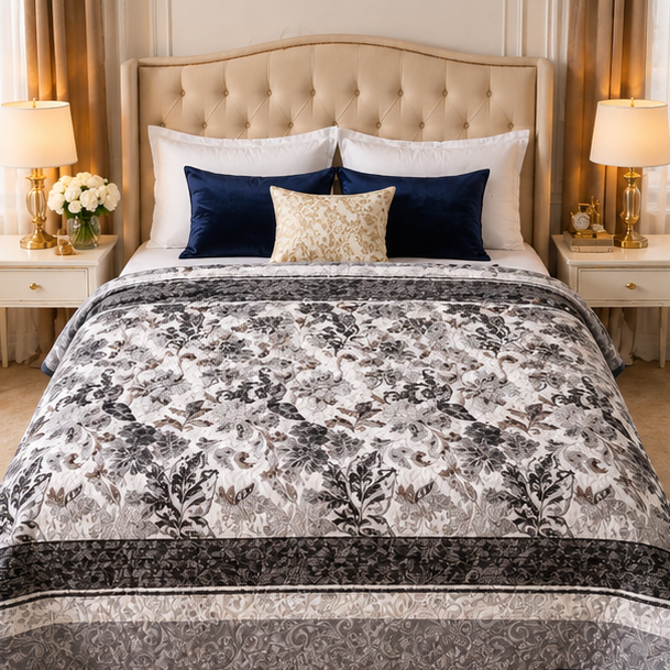 cloudy ac fleece blanket grey and black