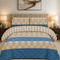 printed pure cotton bedsheet set deep navy blue with multi colored floral prints