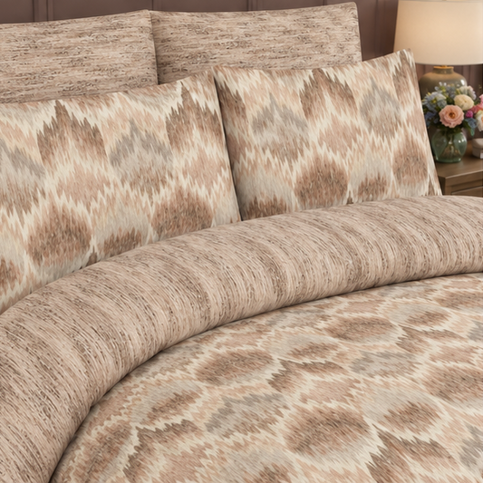 printed pure cotton bedsheet beige