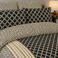 printed pure cotton bedsheet black and beige