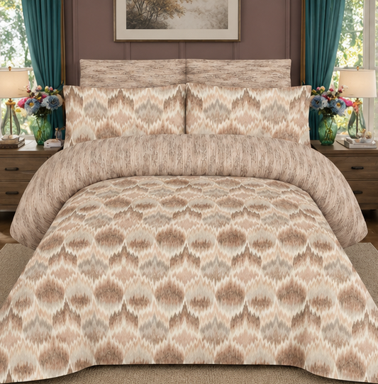 printed pure cotton bedsheet beige