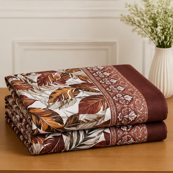 crystal cotton lifetime bedsheet brown and rust