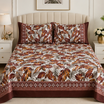 crystal cotton lifetime bedsheet brown and rust