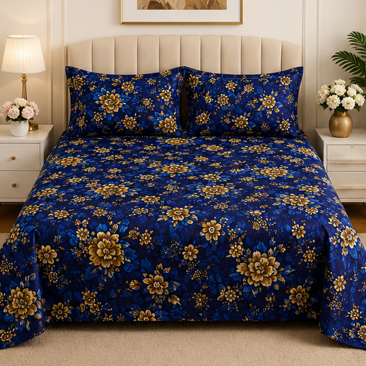 crystal cotton lifetime bedsheet royal blue