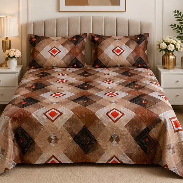 crystal cotton lifetime bedsheet brown and