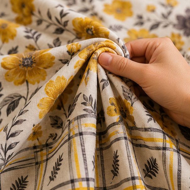 crystal cotton lifetime bedsheet cream with mustard yellow