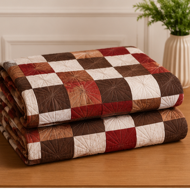 crystal cotton lifetime bedsheet maroon and brown