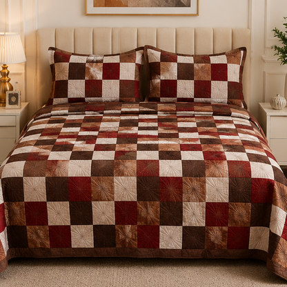 crystal cotton lifetime bedsheet maroon and brown