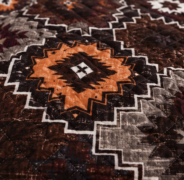 printed quilted bedspread dark chocolate brown