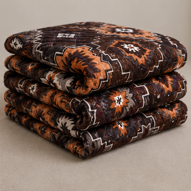 printed quilted bedspread dark chocolate brown