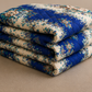 printed quilted bedspread royal blue