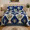 printed quilted bedspread royal blue