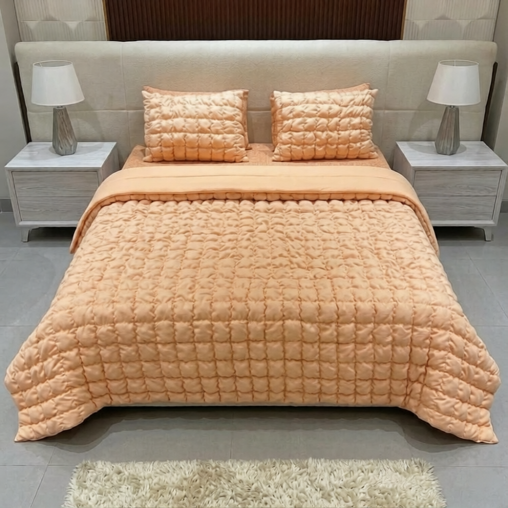 luxury peach bedspread set