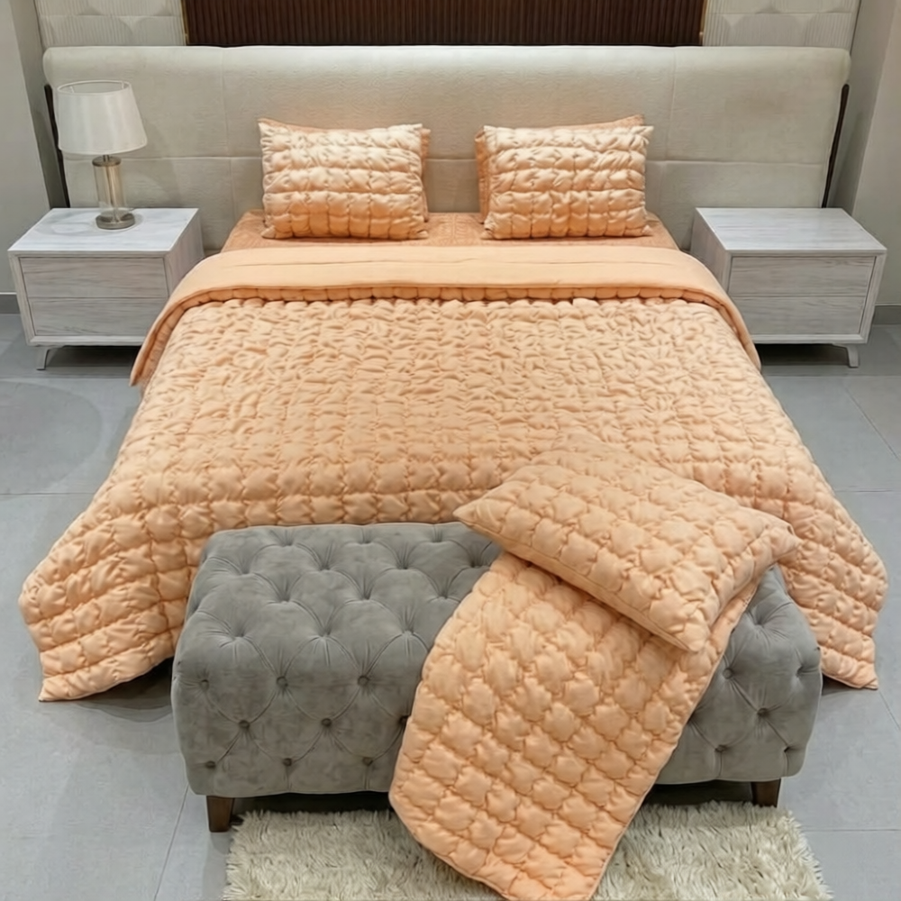 luxury peach bedspread set