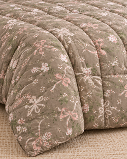 Taupe Floral Printed Heavy Razai – 1 Piece