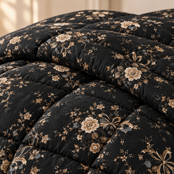 Black Floral Printed Heavy Razai – 1 Piece