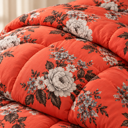 Coral Floral Printed Heavy Razai – 1 Piece
