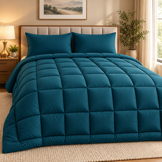 Deep Teal Premium Dyed Razai – 1 Piece