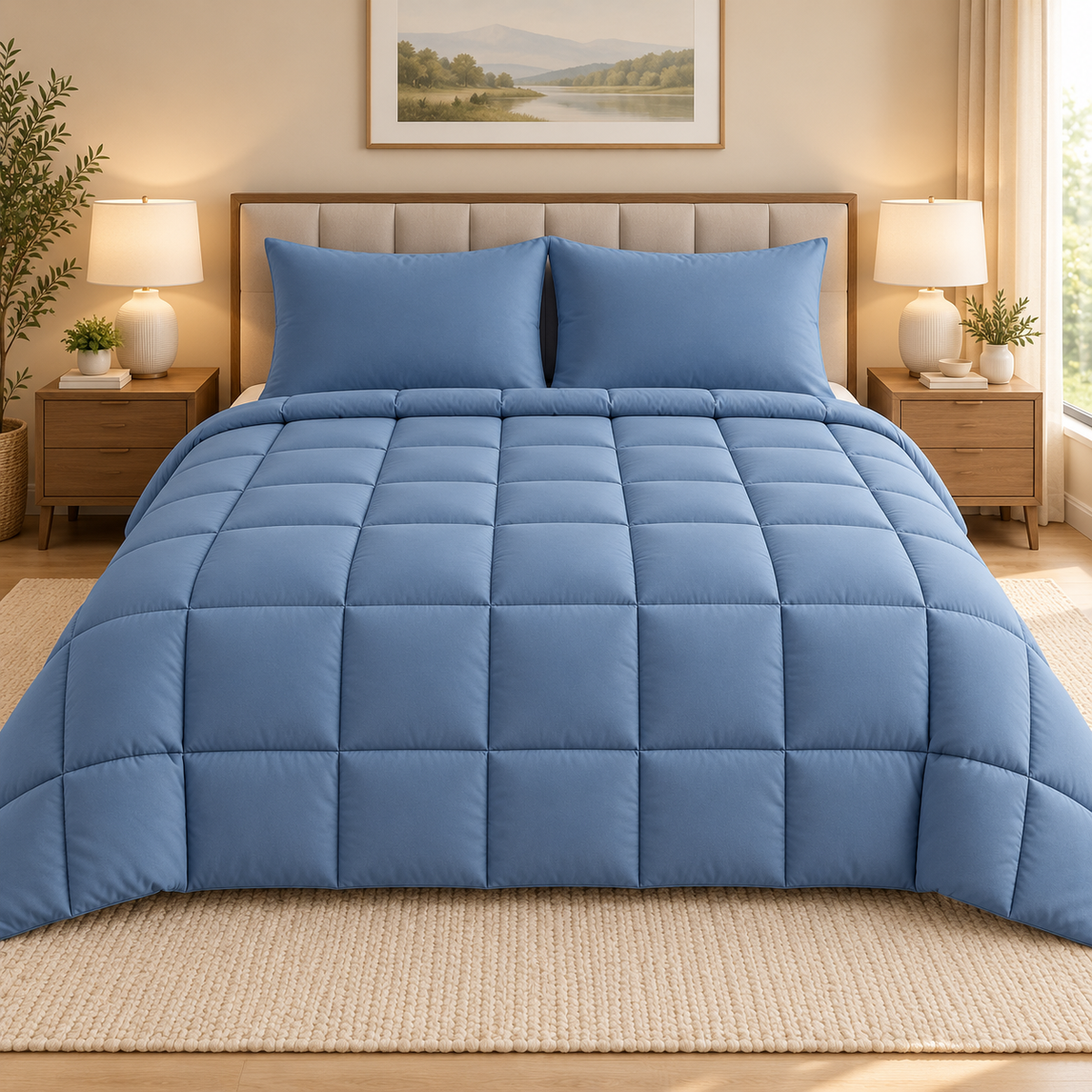 Dusty Blue Premium Dyed Razai – 1 Piece