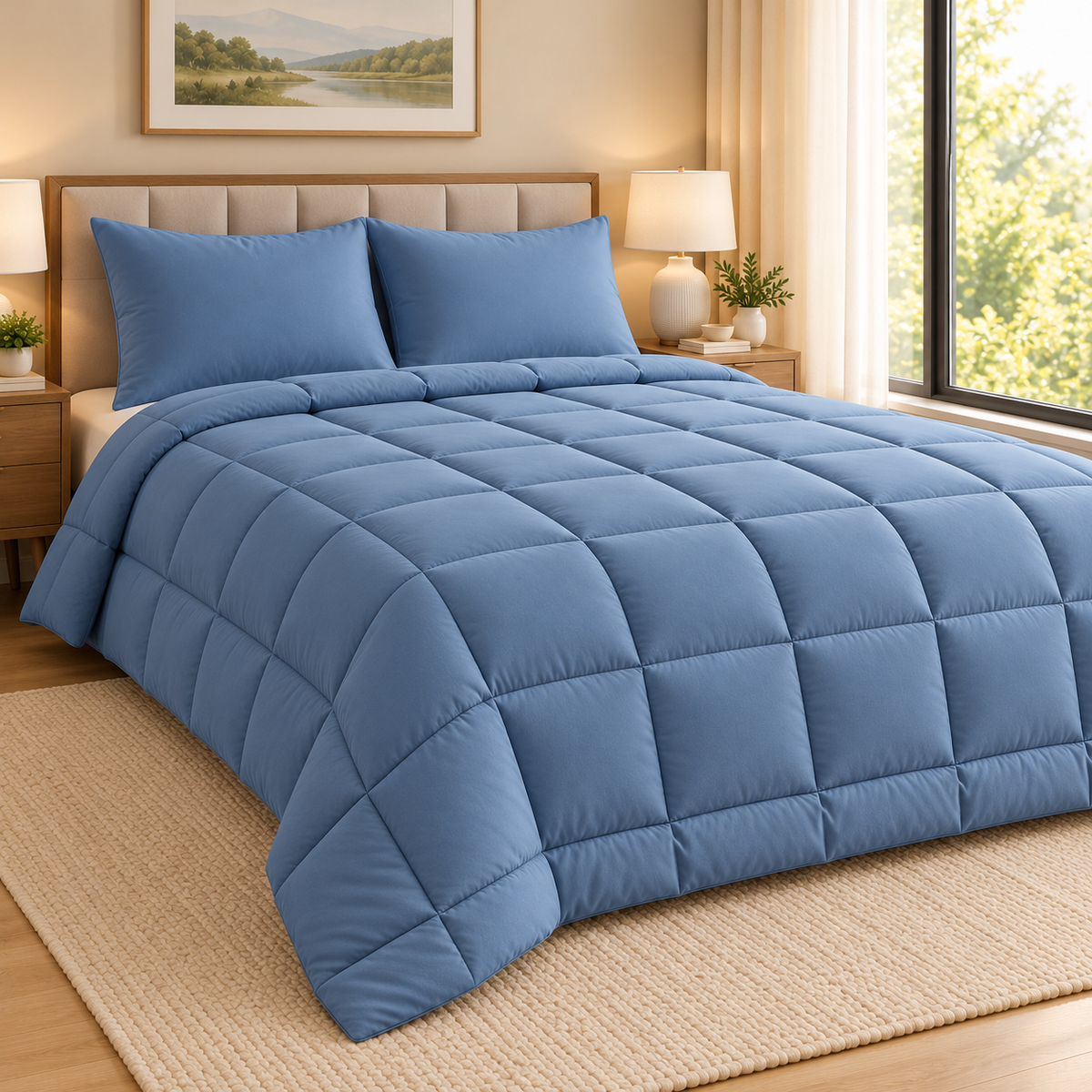 Dusty Blue Premium Dyed Razai – 1 Piece