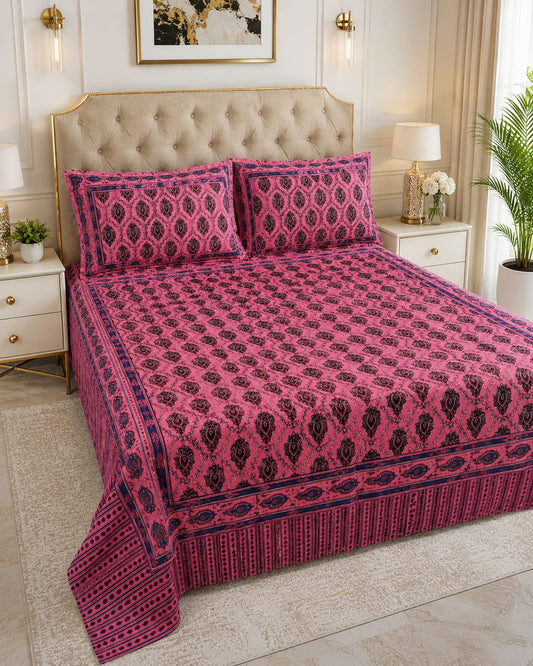Magenta Paisley Crystal Cotton Lifetime Bedsheet