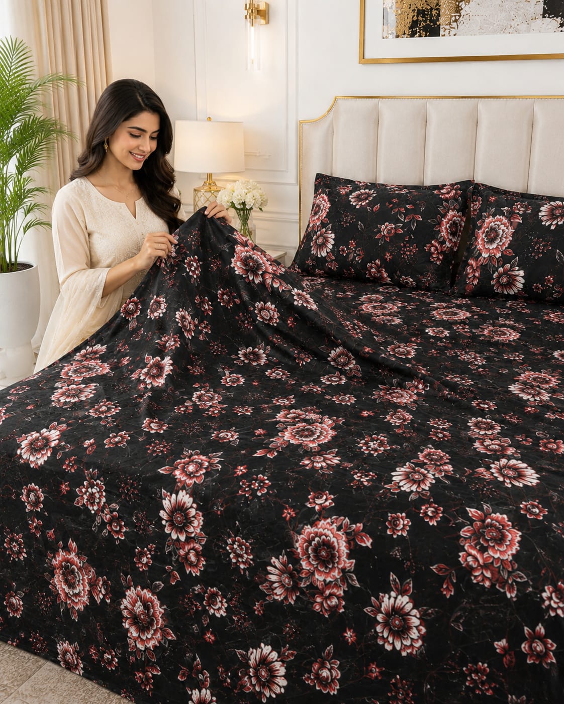 Obsidian Rose Crystal Cotton Lifetime Bedsheet
