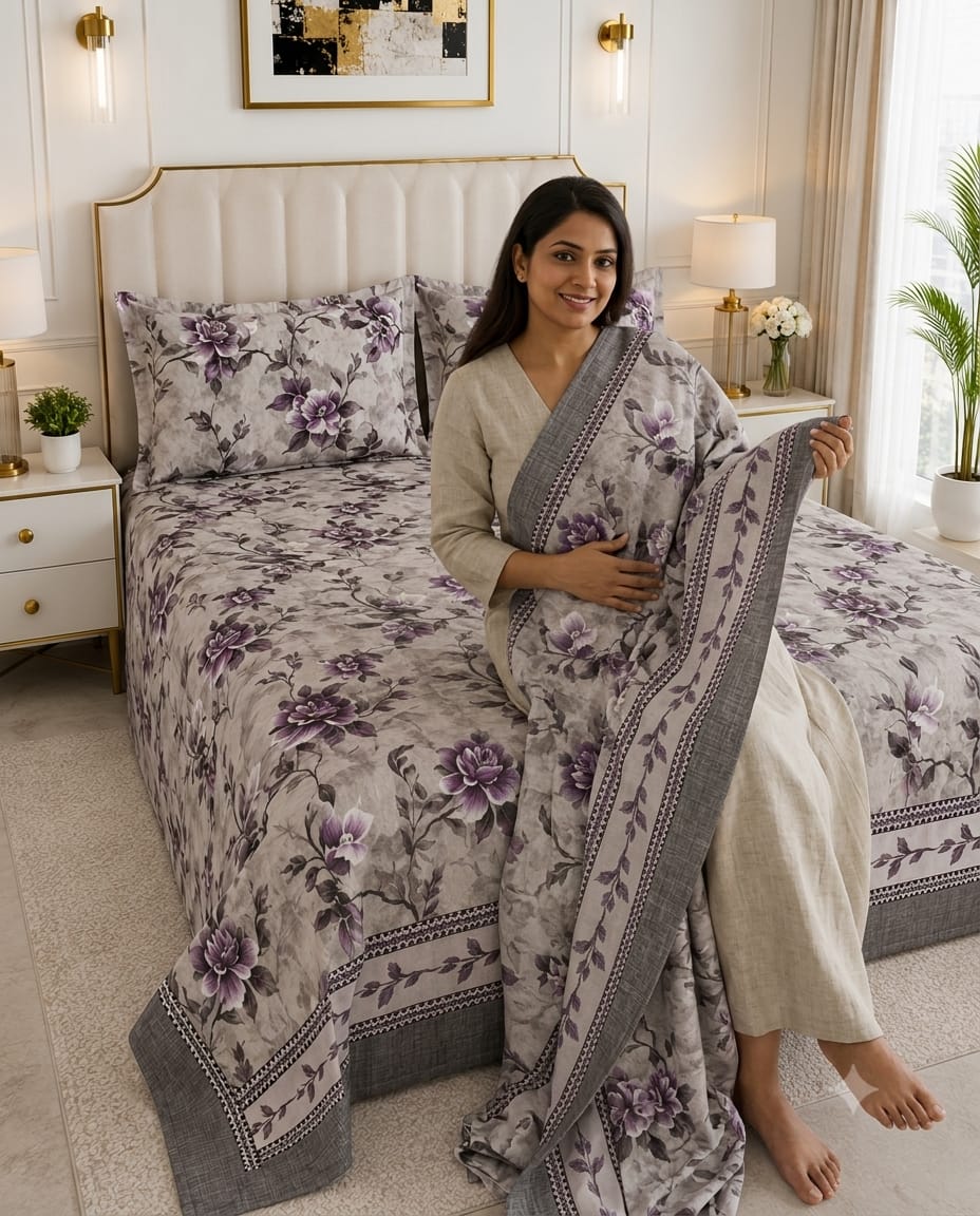 Orchid Mist Crystal Cotton Lifetime Bedsheet