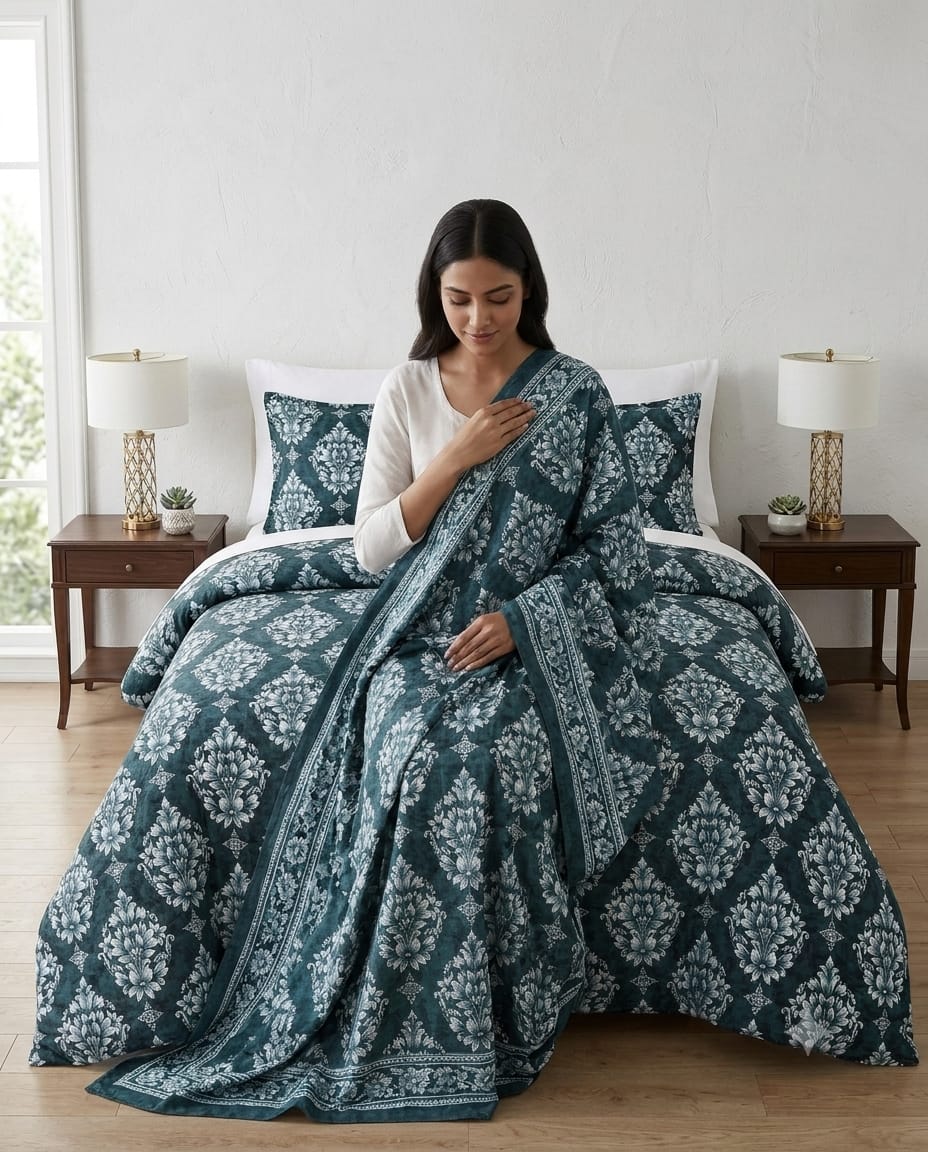 Emerald Damask Crystal Cotton Lifetime Bedsheet