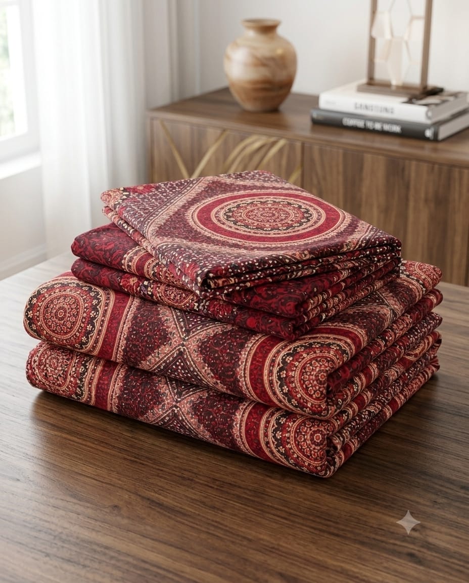 Ruby Ajrakh Crystal Cotton Lifetime Bedsheet