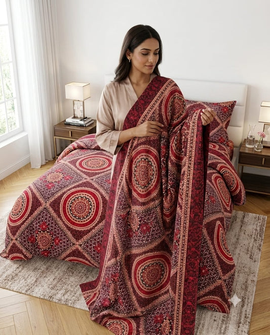 Ruby Ajrakh Crystal Cotton Lifetime Bedsheet