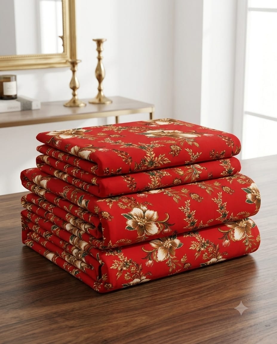 Crimson Royalty Crystal Cotton Lifetime Bedsheet