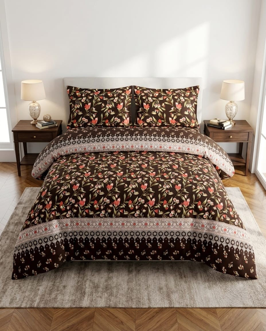Mahogany Bloom Crystal Cotton Lifetime Bedsheet