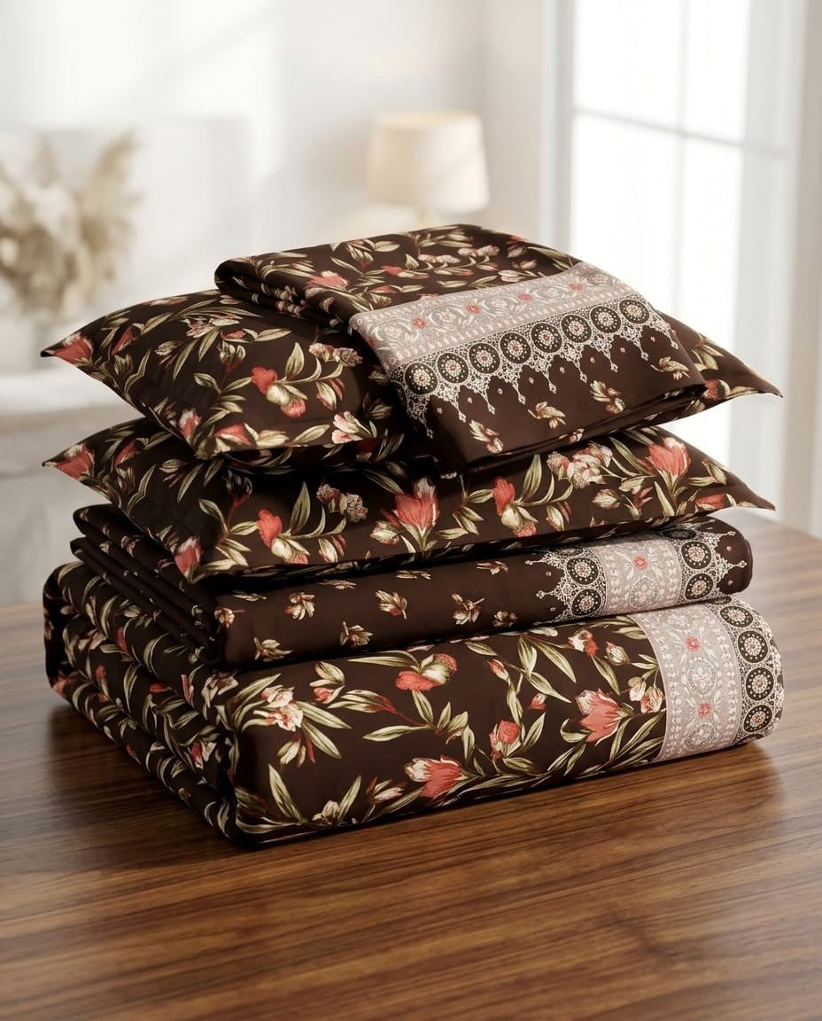 Mahogany Bloom Crystal Cotton Lifetime Bedsheet