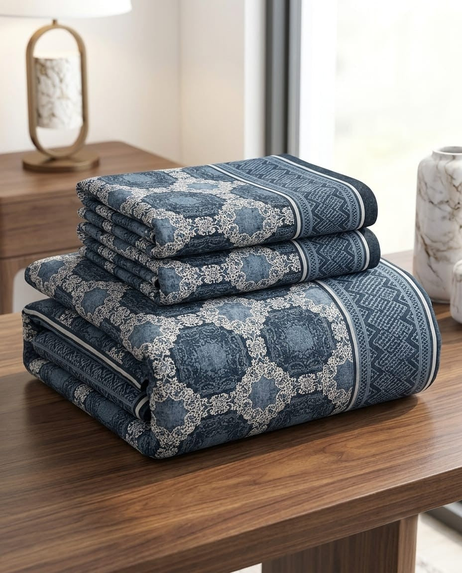 Indigo Royalty Crystal Cotton Lifetime Bedsheet