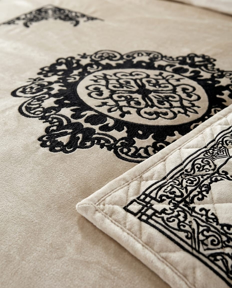 Luxury Emboss Velvet Bridal Bed Set – 9 Piece