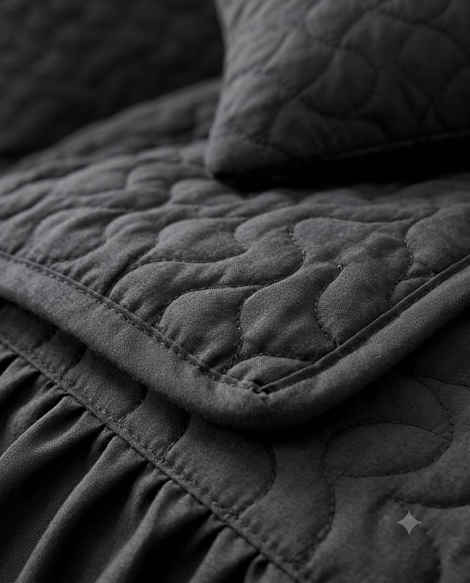 Emboss Velvet Quilted Frilled Luxury Bridal Bedsheet Set – 5 Piece