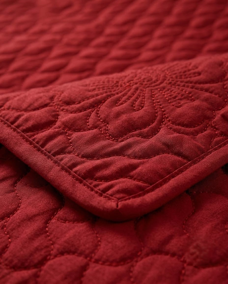 Emboss Velvet Quilted Frilled Luxury Bridal Bedsheet Set – 5 Piece