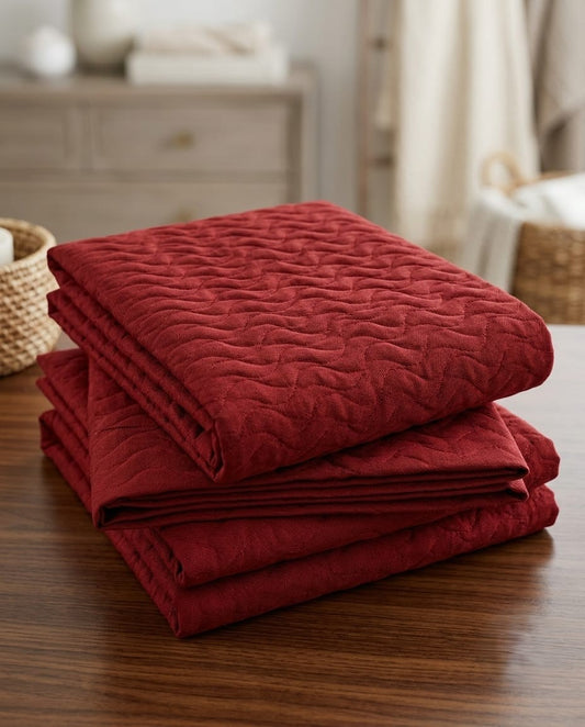 Emboss Velvet Quilted Frilled Luxury Bridal Bedsheet Set – 5 Piece